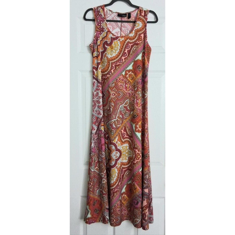 Attitudes by Renee Maxi Dress‎ Womens Size MP Geometric Sleeveless Pre-owned
